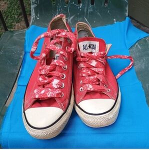 Size 10 women's 8 mens - Converse Chuck Taylor All Star Ox Red w/custom shoelace